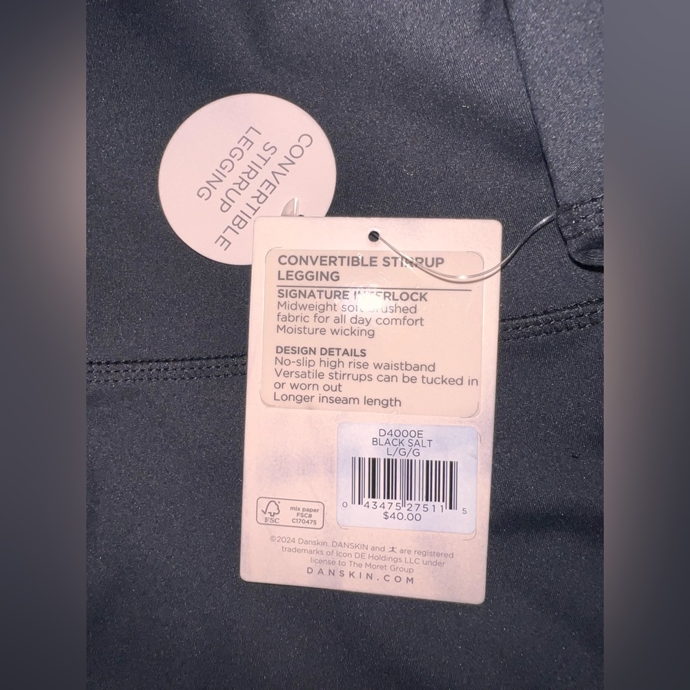 L Danskin Black salt Convertible Stirrup Leggings NEW tags on stretch pants